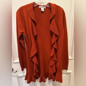 Vintage Suzie Ruffled Orange Cardigan